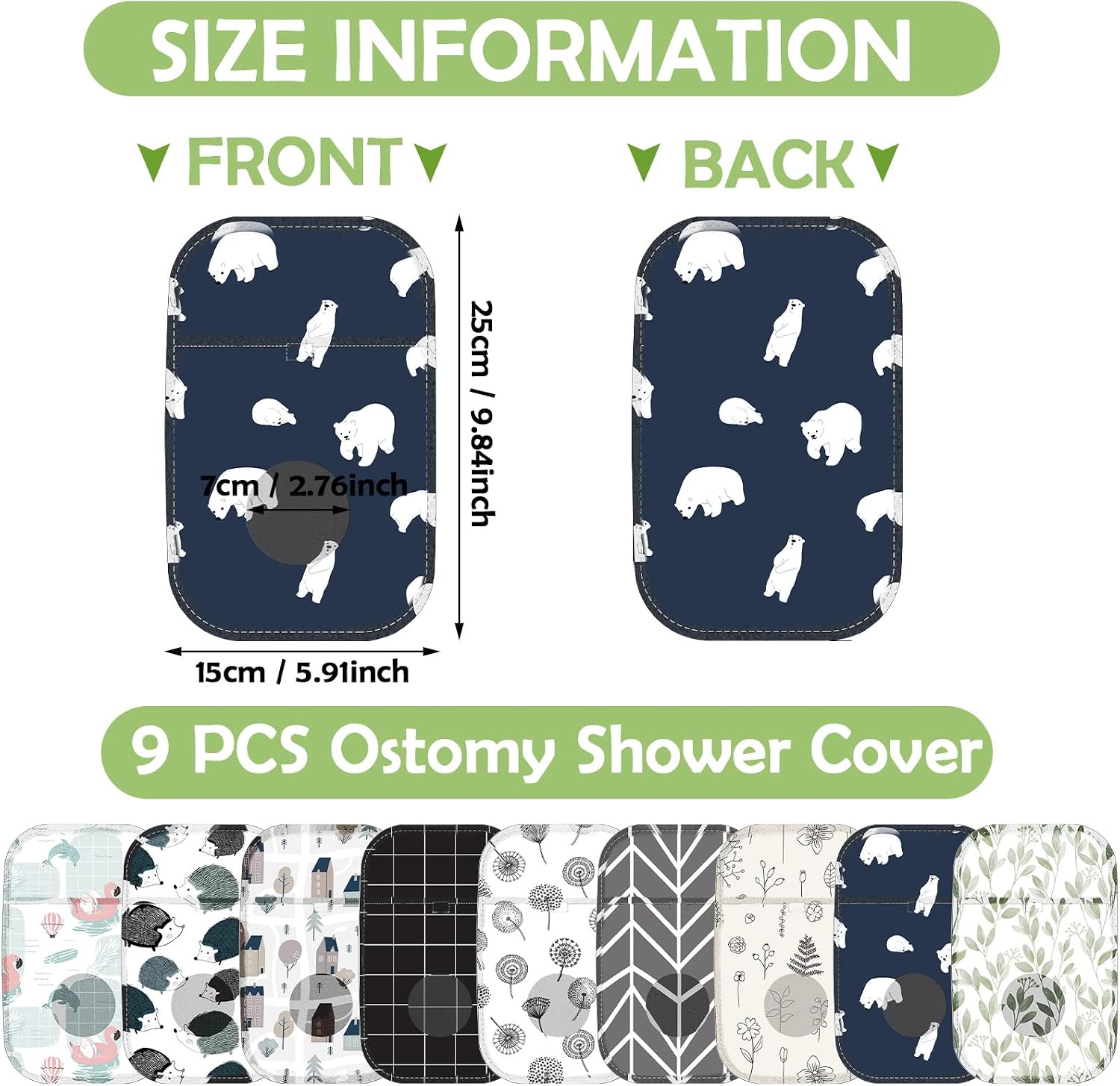 Weewooday 9 Pcs Ostomy Bag Covers Waterproof Ostomy Shower Cover Lightweight Colostomy Bags Reusable Washable Wrap with Adjustable Opening Colostomy Supplies for Women Men Care Protector