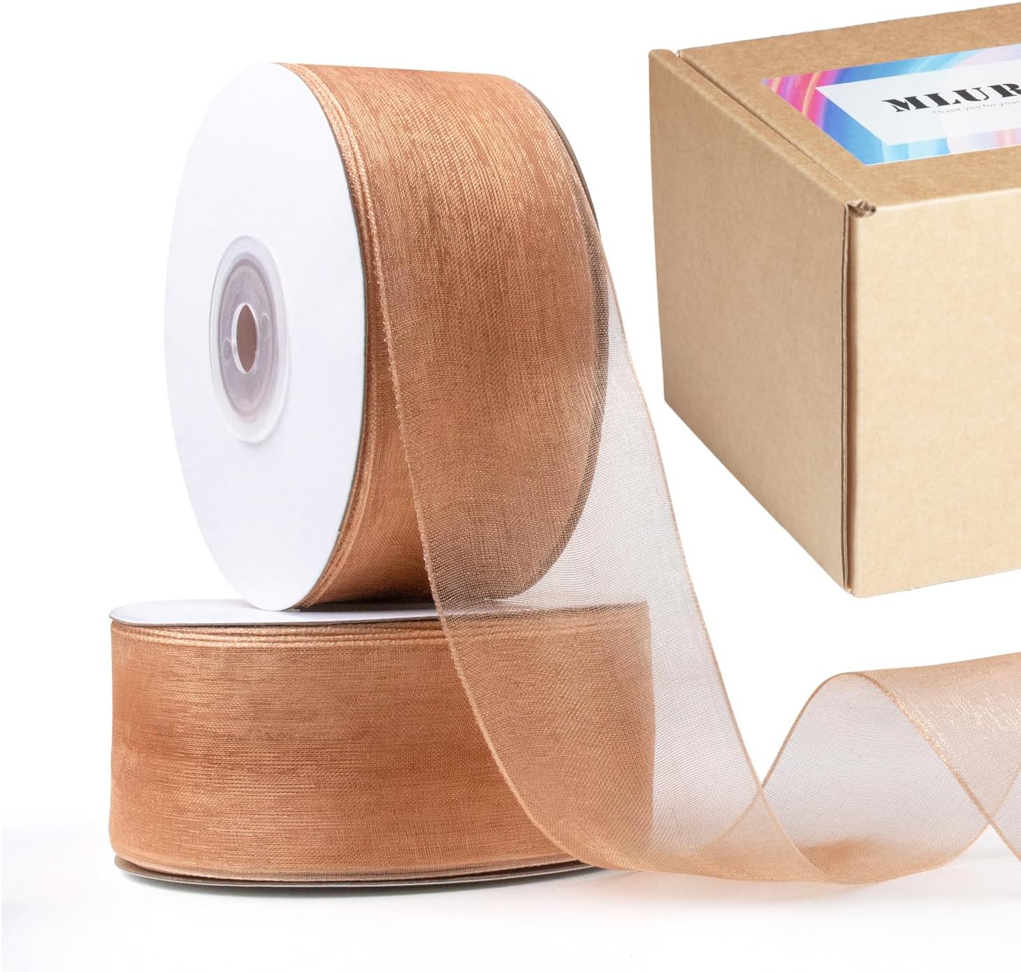 Light Blue Organza Sheer Ribbon 1-1/2 Inch x 50Yds Each Roll, Baby Blue Sky Blue Clear Chiffon Sheer Fabric Ribbon for Christmas Tree Gift Wrapping Wedding Flower Bouquet Hair Bows Crafts