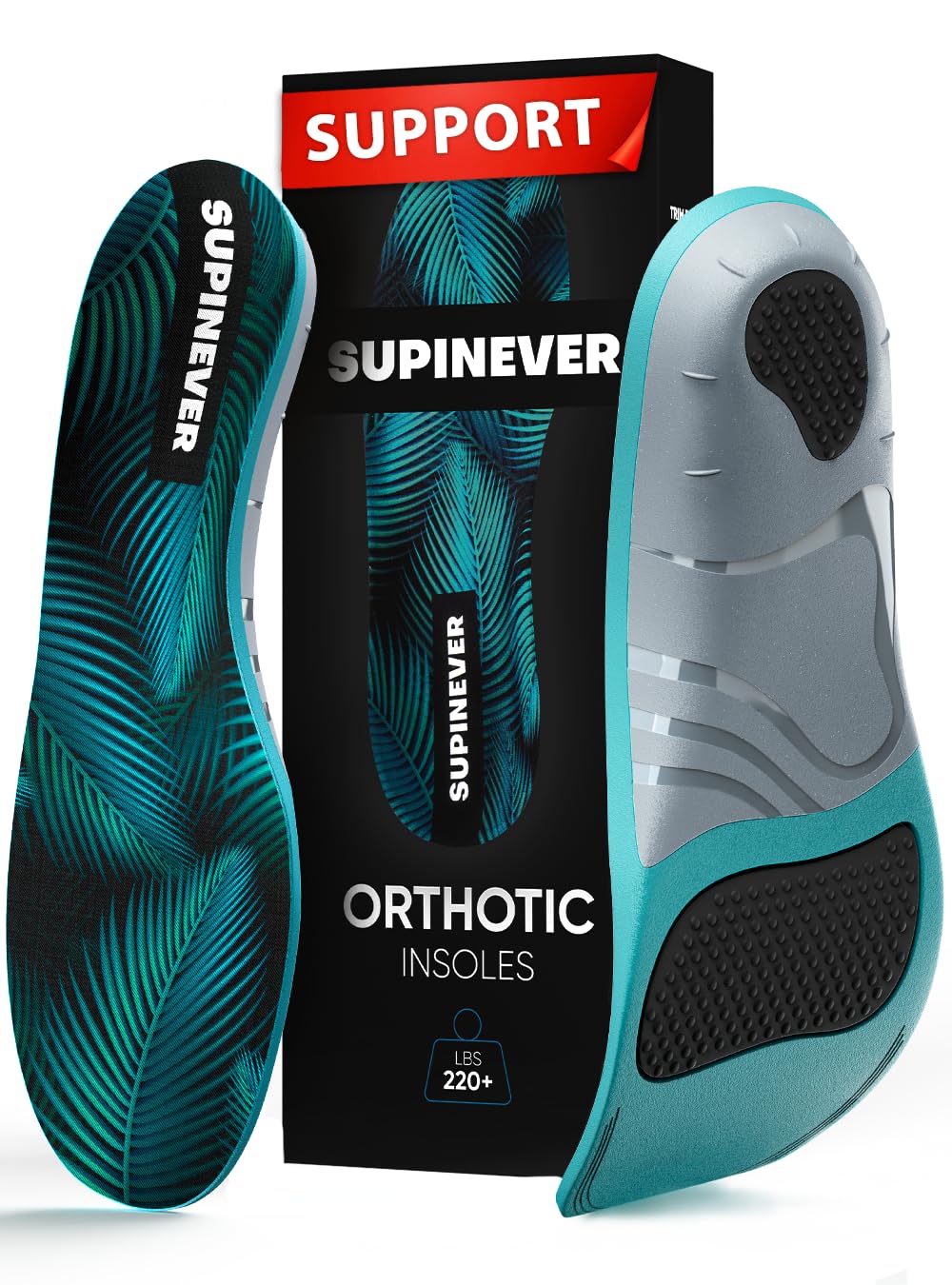 220 lbs Plantar Fasciitis Insoles - High Arch Support - Strong Arch Orthotic Inserts - Work Boots and