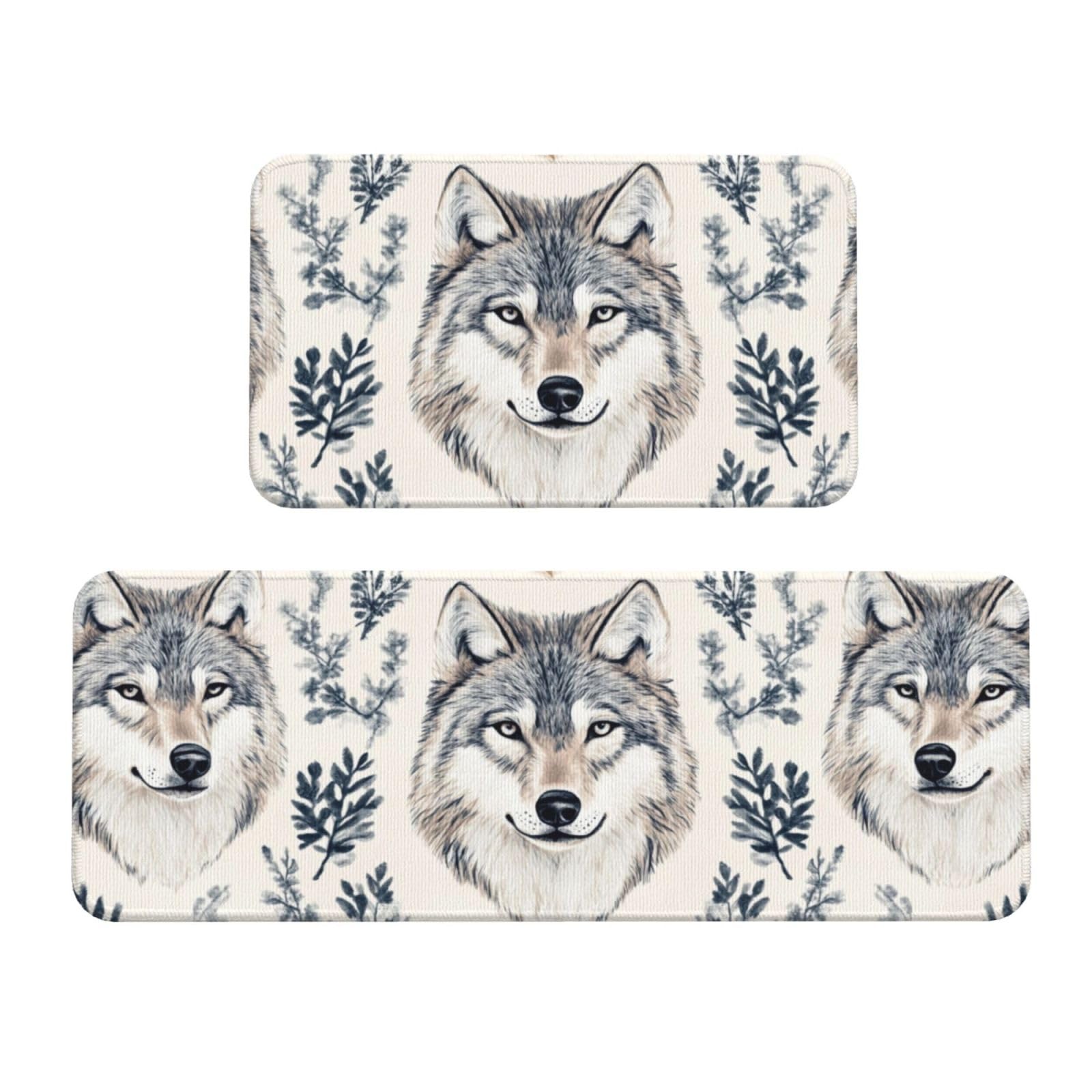 Alfombrillas de cocina acolchadas estilo lobo para decoración del hogar