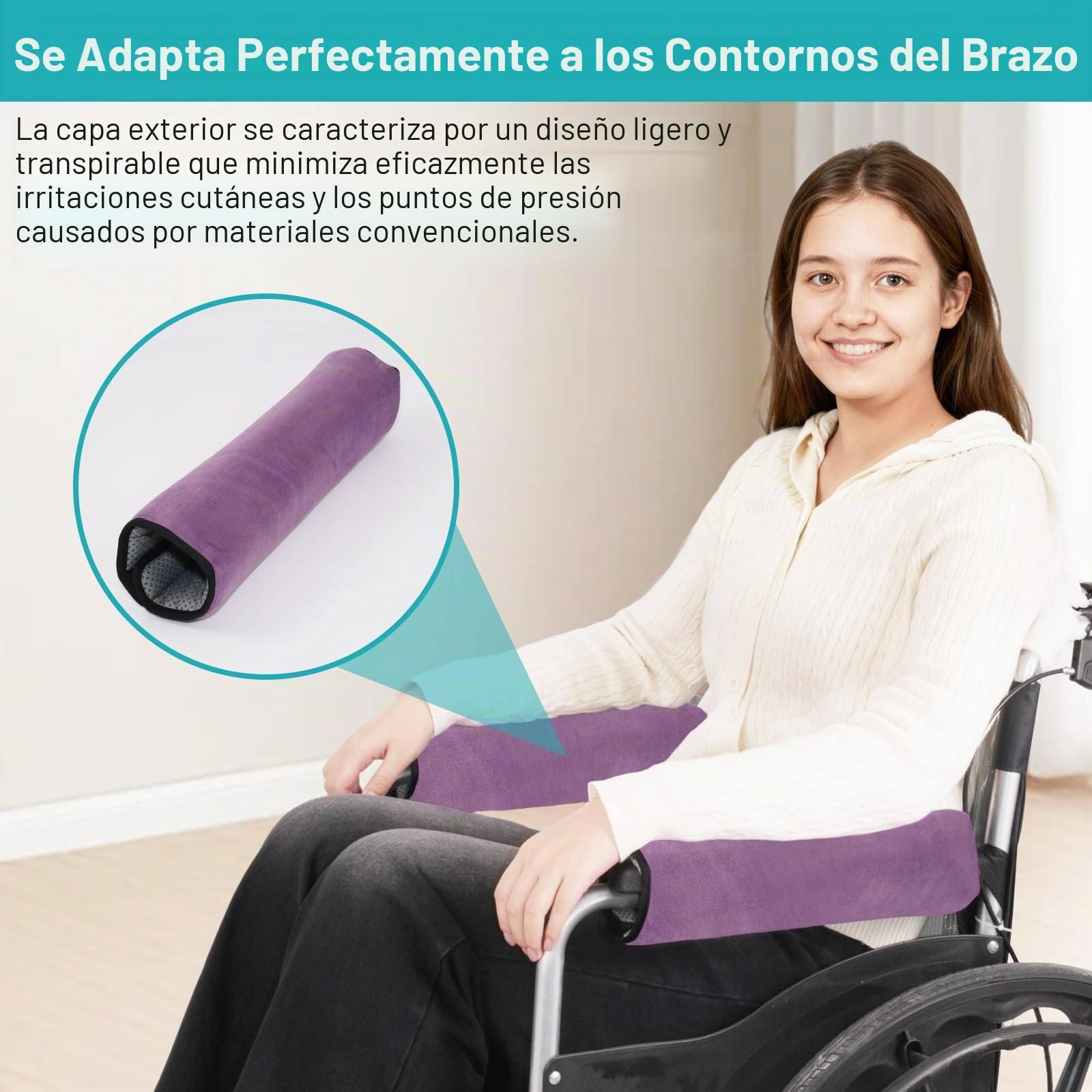 Almohadillas para reposabrazos para sillas de Ruedas, 2 Unidades de reposabrazos, Fundas Acolchadas de Espuma viscoelástica, Purple