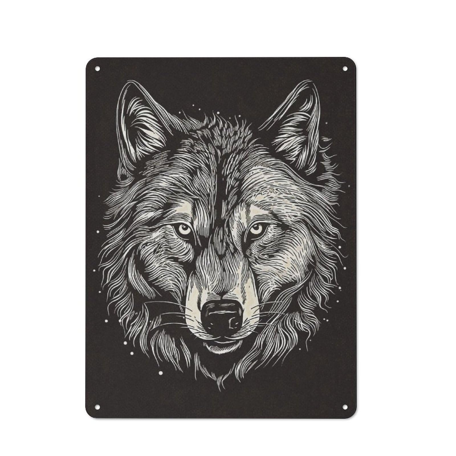 Junmoney Wolf Art Vintage Tin Sign 40X30cm With For Guest Room Or Hallway, For Collectors Decorating Guest Rooms And Hallways