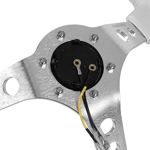 Miniatura 10 de NRG Innovations NRG-RST-006RR-BS - Volante deportivo de 13.780 in (3 pulgadas de profundidad), radios negros con agujeros redondos, cuero rojo,