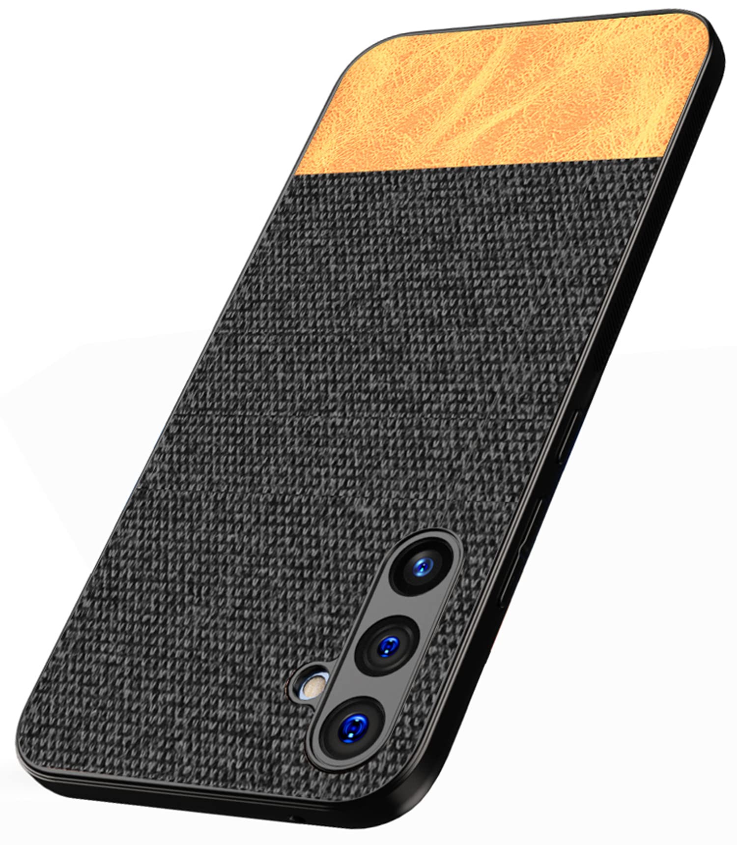 Kapa Soft Fabric & Leather Hybrid Protective Cover for Samsung Galaxy A34 (5G) | Shockproof Slim Hard Anti Slip Back Case (Black,Brown) (B0C413Z91V) Amazon Price History, Amazon Price Tracker
