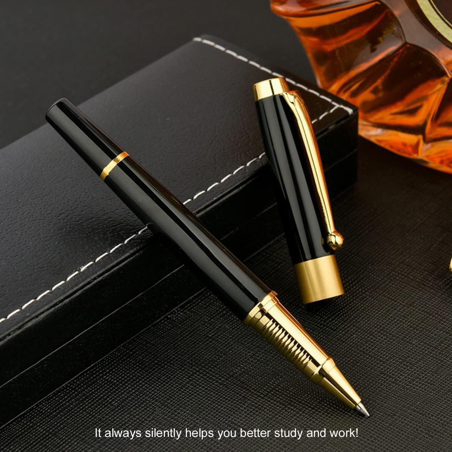 YIVONKA Ballpoint Pen Black Refill,Luxury Ballpoint Line width 0.5mm,Best Ball Pen Gift Set for Men & Women Professional Executive,Office,Nice BallPens Classy Gift Box (Black) image 2