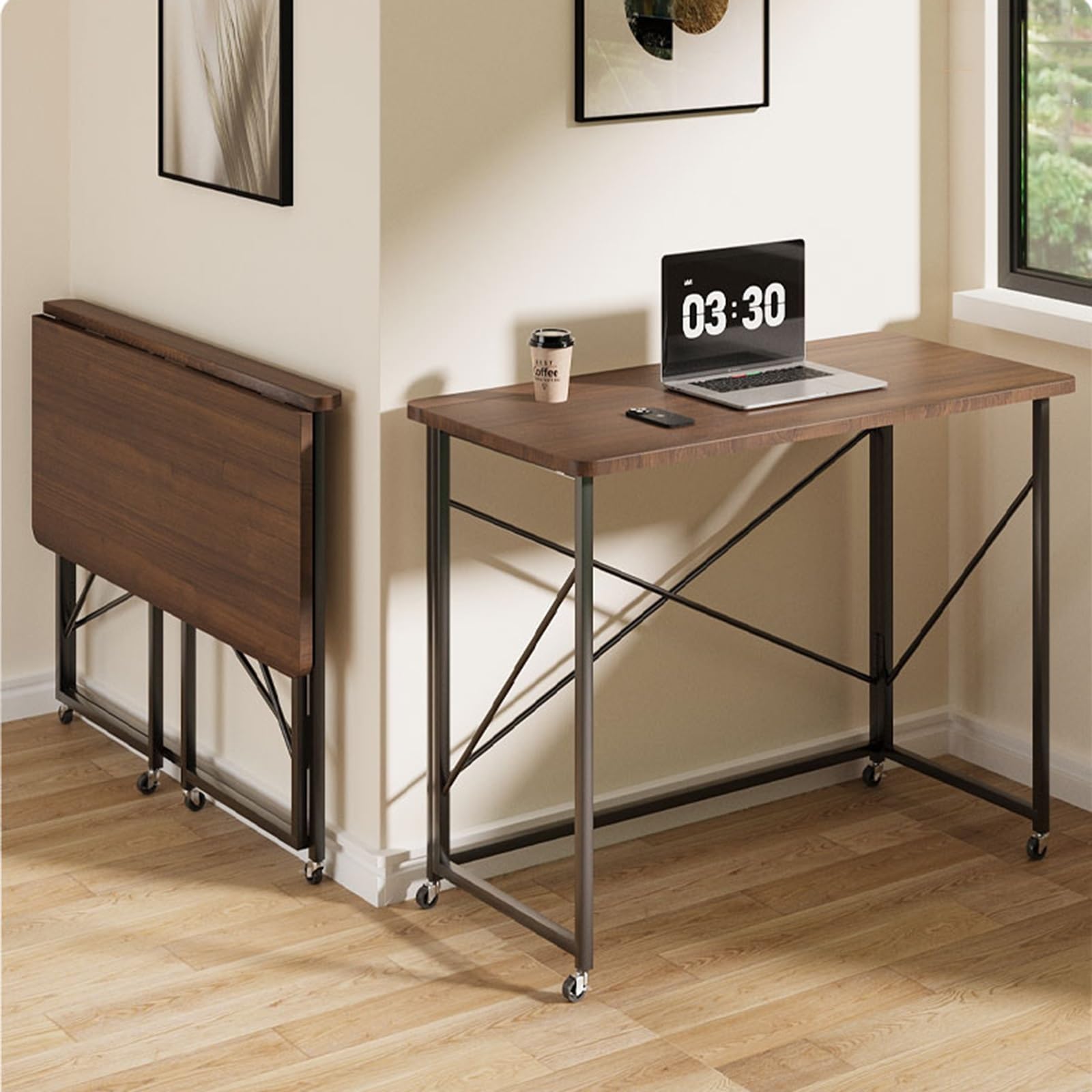 Folding Portable Computer Desks Wohenster Foldable Desk With Wheels
