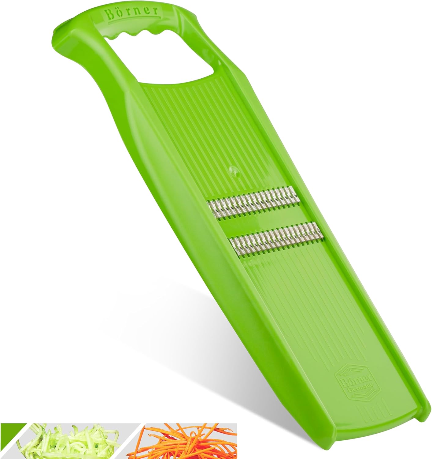 Börner Roko PowerLine Vegetable Slicer • Julienne Cutter for Fruit and Vegetables • Julienne Slicer for Fine Strips • Fine Vegetable Grater • Kitchen Slicer (Green)