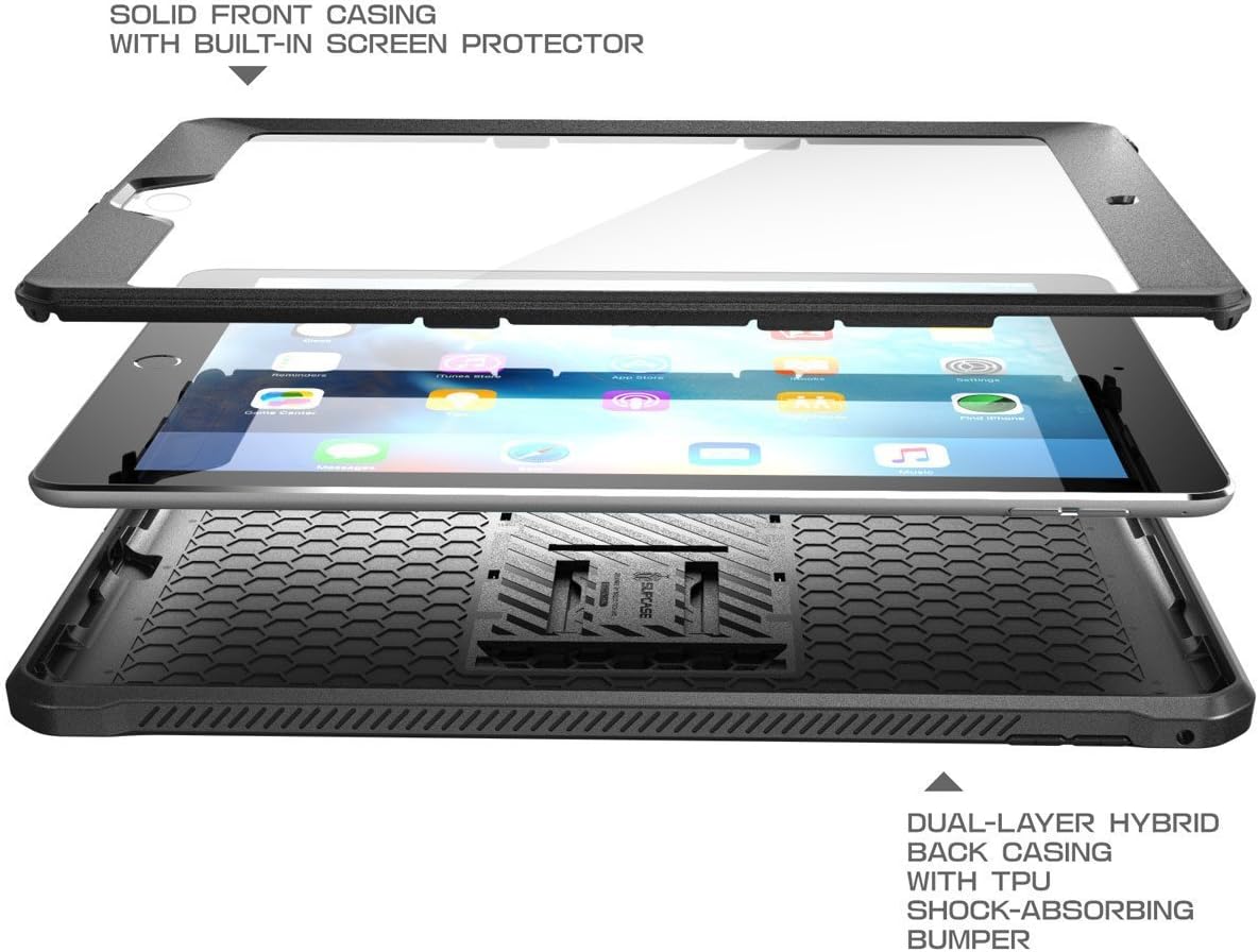 SUPCASE for iPad 9.7 Inch Case 6th/5th Generation (Unicorn Beetle Pro), [Built-in Screen Protector & Stand] Heavy Duty Full Body Shockproof Rugged Protective Case for iPad 9.7" 2018/2017, Black