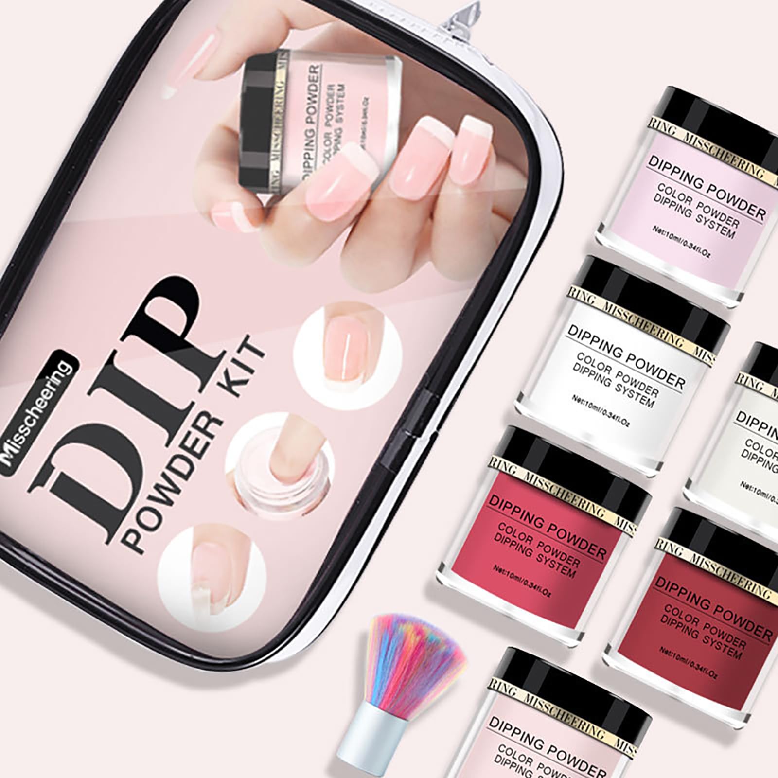 6 Colores Kit de Polvo de Inmersión de Uñas, con Cepillo para Polvo, para Arte de Uñas Francesa Manicura DIY Salon Kit, Regalo para Niñas y Mujeres, #011