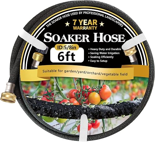 Hopegiver 5/8’’ Short Soaker Hose 6 ft with Solid Brass Fitting