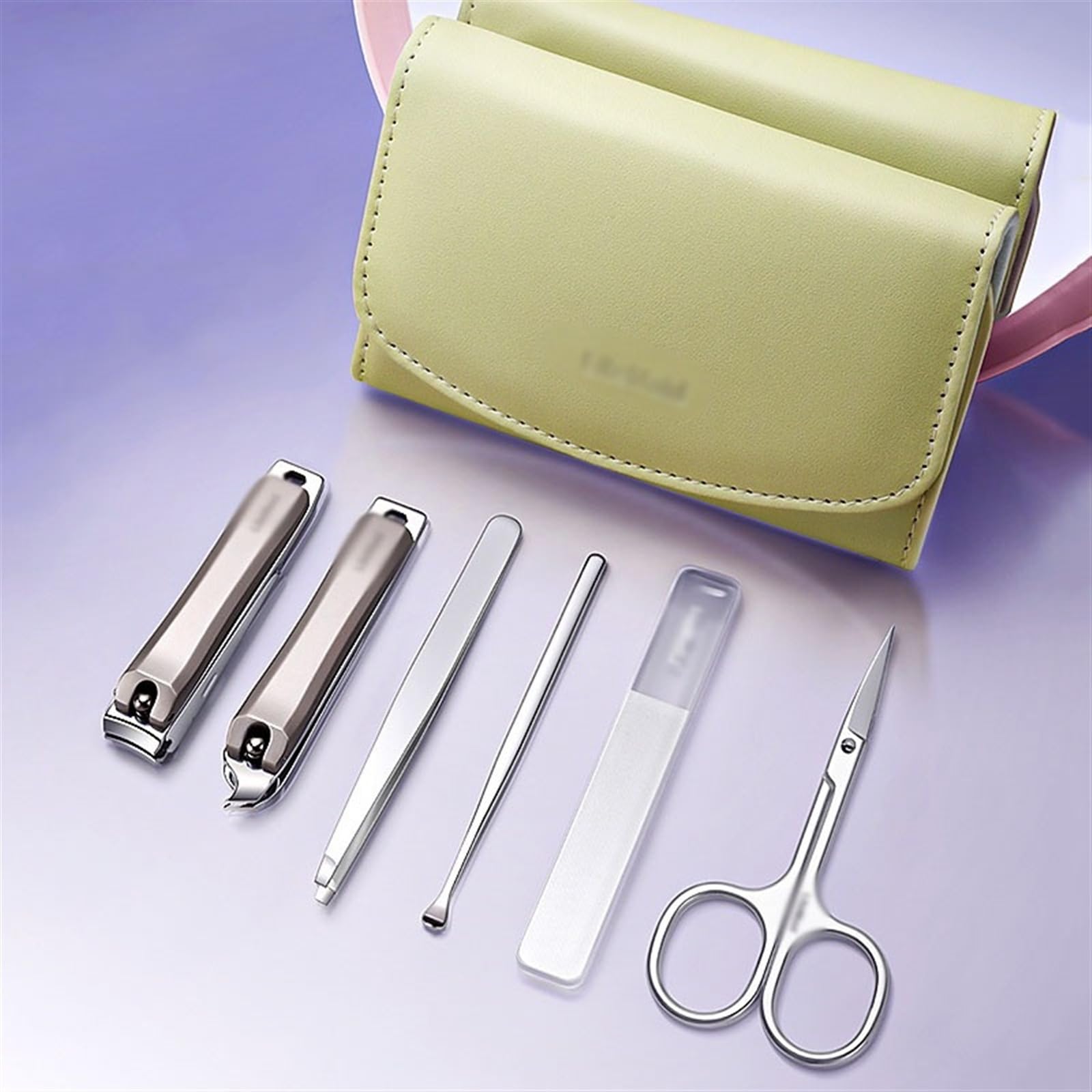 Juego de manicura, Kit de uñas, Juego de manicura, Nail Clipper Set For Women, 6 Pieces Stainless Steel Manicure Kit With Splash Proof Nail Clipper, Portable Travel Nail Care Tools With Leather Case F