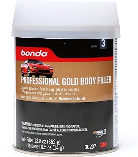 Bondo Professional Gold Filler, Stage 2, Superior Adhesion Ideal for Vehicles 1998 and Newer with Galvanized Coated Metal, 12.8 oz