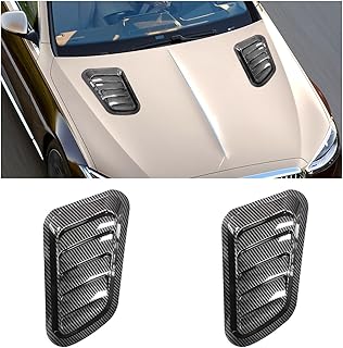 2PCS Car Hood Air Vent Cover, Universal Automotive Bonnet Air Vents Engine Hood Scoop, Front Air Vents Engine Hood Cover Trim, Vehicle Exterior Decor Accessories for Most Cars (Carbon Fiber)