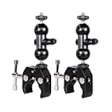 Cool Dual Ball head Magic Arm Adapter Camera Clamp Mount Super Clamp with 1/4 and 3/8 Thread, for DSLR Camera Rig, LED Light, Flash Light, Action Cam, 2Pack