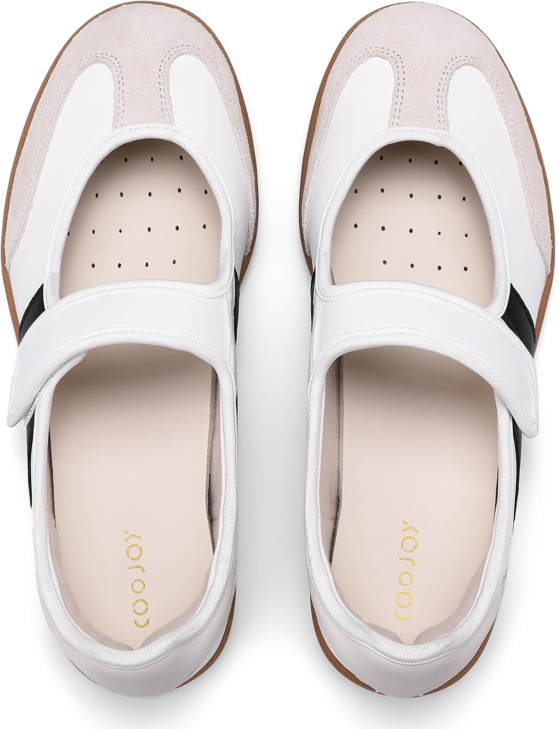 COOJOY Women's Retro Mary Jane Sneakers Non Slip Comfort Walking Flats