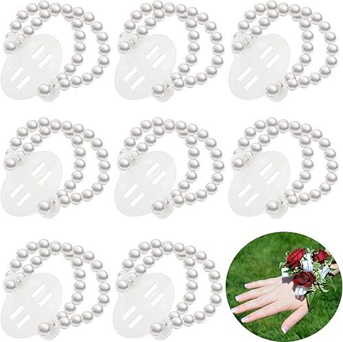 Pulsera de perlas con ramillete de muñeca elástica para muñeca, pulsera elástica de perlas para boda, ramillete de perlas de imitación, Seda