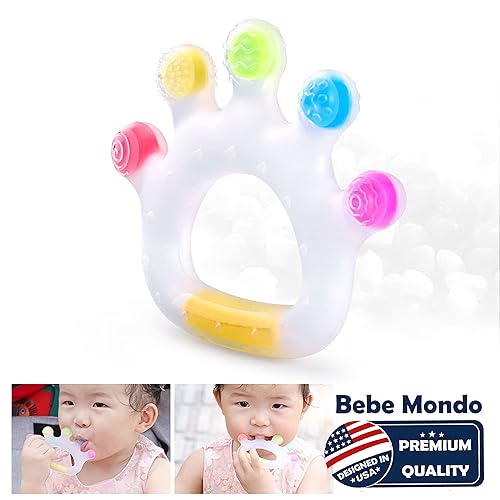 Miniatura 6 de Juguetes de dentición para bebés, mordedores para bebés de 0 a 6 meses, 6 a 12 meses (1 turquesa, 1 cangrejo)