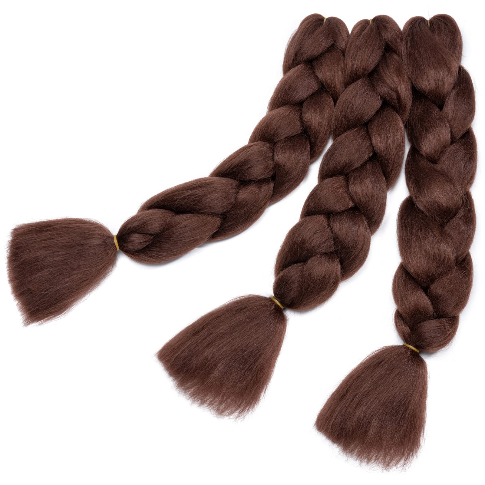 Gairyan Extension per Treccine Africane Jumbo Braisd Extension a Treccia 60cm 300g 3PCS Treccia Capelli Finti Sintetici Afro Ombre (Auburn Scuro)