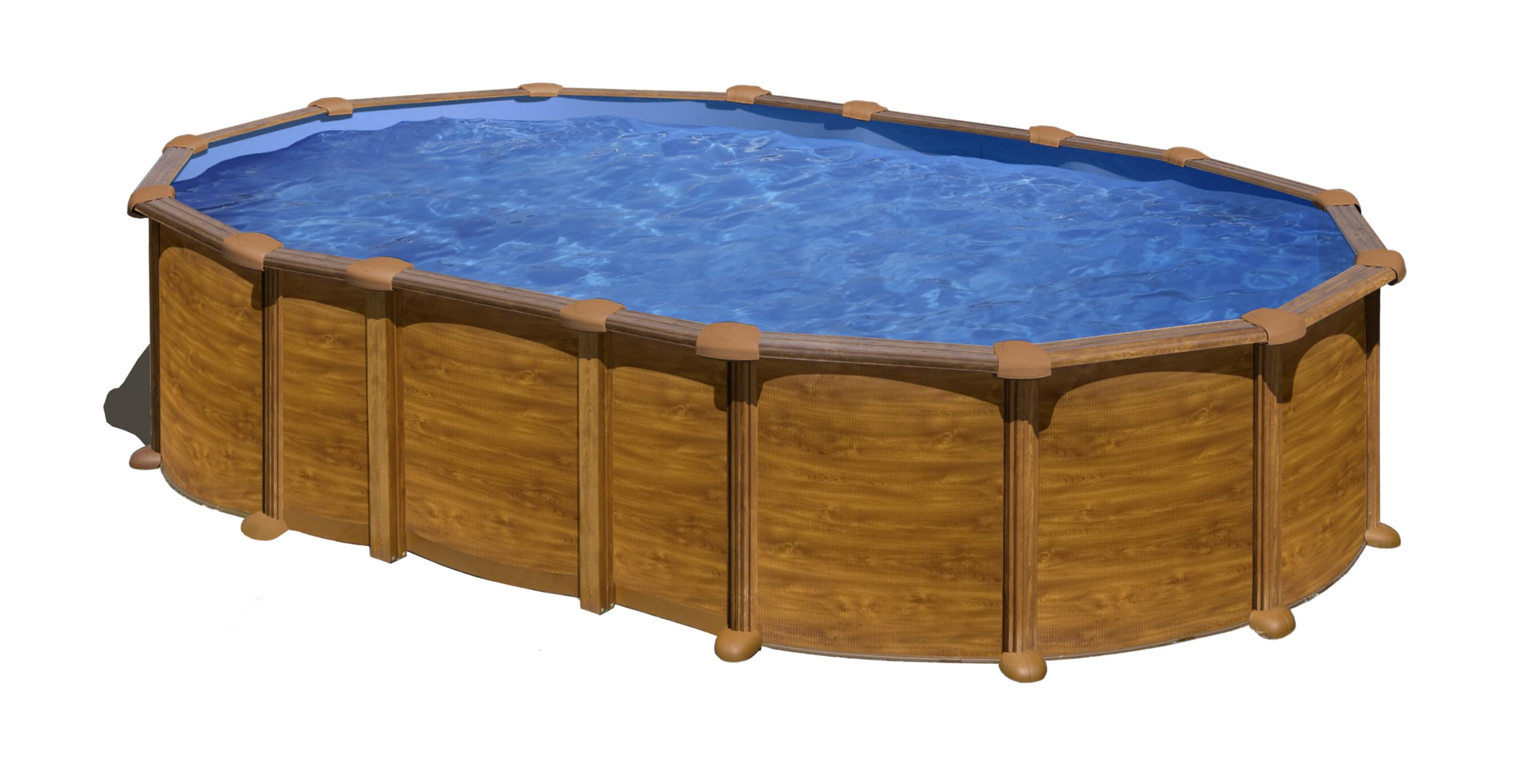 Piscina Gre KITPROV6188WO Amazonia. - Piscina fuori terra in acciaio, ovale con aspetto in legno. Piscina scomponibile per Giardino. 610 x 375 x 132 cm