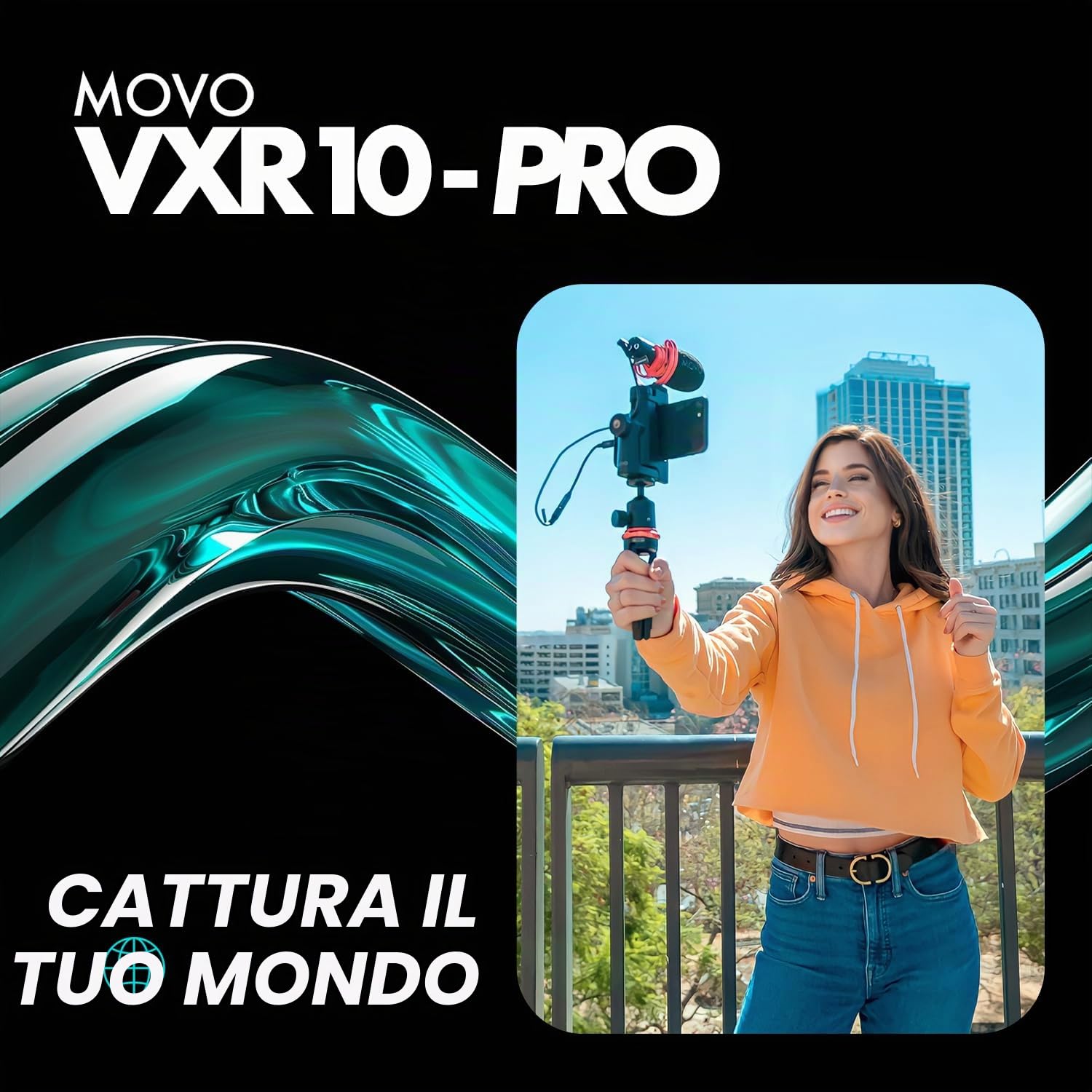Movo VXR10-PRO VXR10-PRO Microfono Video Esterno per Fotocamera con Attacco Shock Rycote Lyre - Microfono Shotgun compatto e accessori compatibili con smartphone e fotocamere DSLR