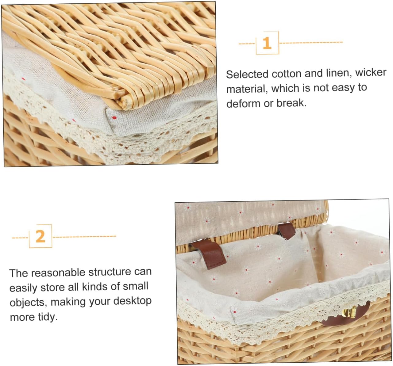 Happyyami Hand Woven Rattan Storage Basket for Home Craft Organizers and Storage Woven Basket Lid Desktop Organizing Front Door