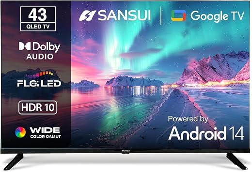SANSUI 109 cm (43) Full HD QLED Smart Google TV with HDR10, Dolby Audio, Bezel-Less Design, Built-in Chromecast &amp; FloLED P...
