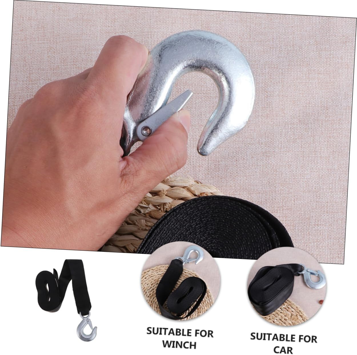 Cabilock Boat Trailer Winch Strap Wide with Hook Durable and Tough Trailer Winch Rope for Secure Towing and Easy Installation for Stability