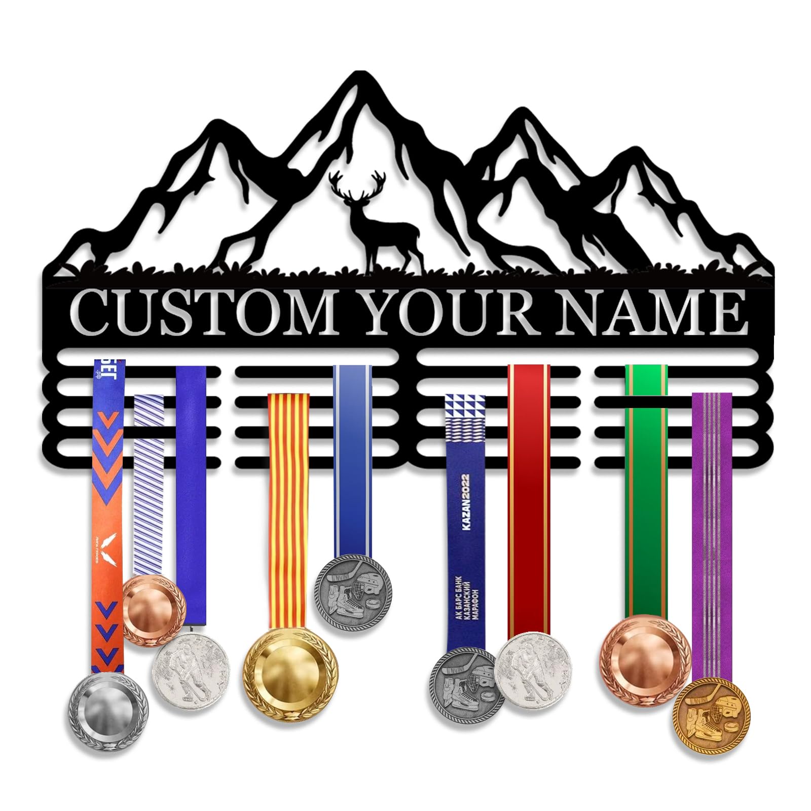Personalized Medal Hanger Display - Custom Name Medal Holder Rack Wall Mount Decor, Trophy Shelf Tiered Award Rack Award Ribbon Hanger, Women Sports Medal Holder Rack for Dancing, Cheer, Ballet