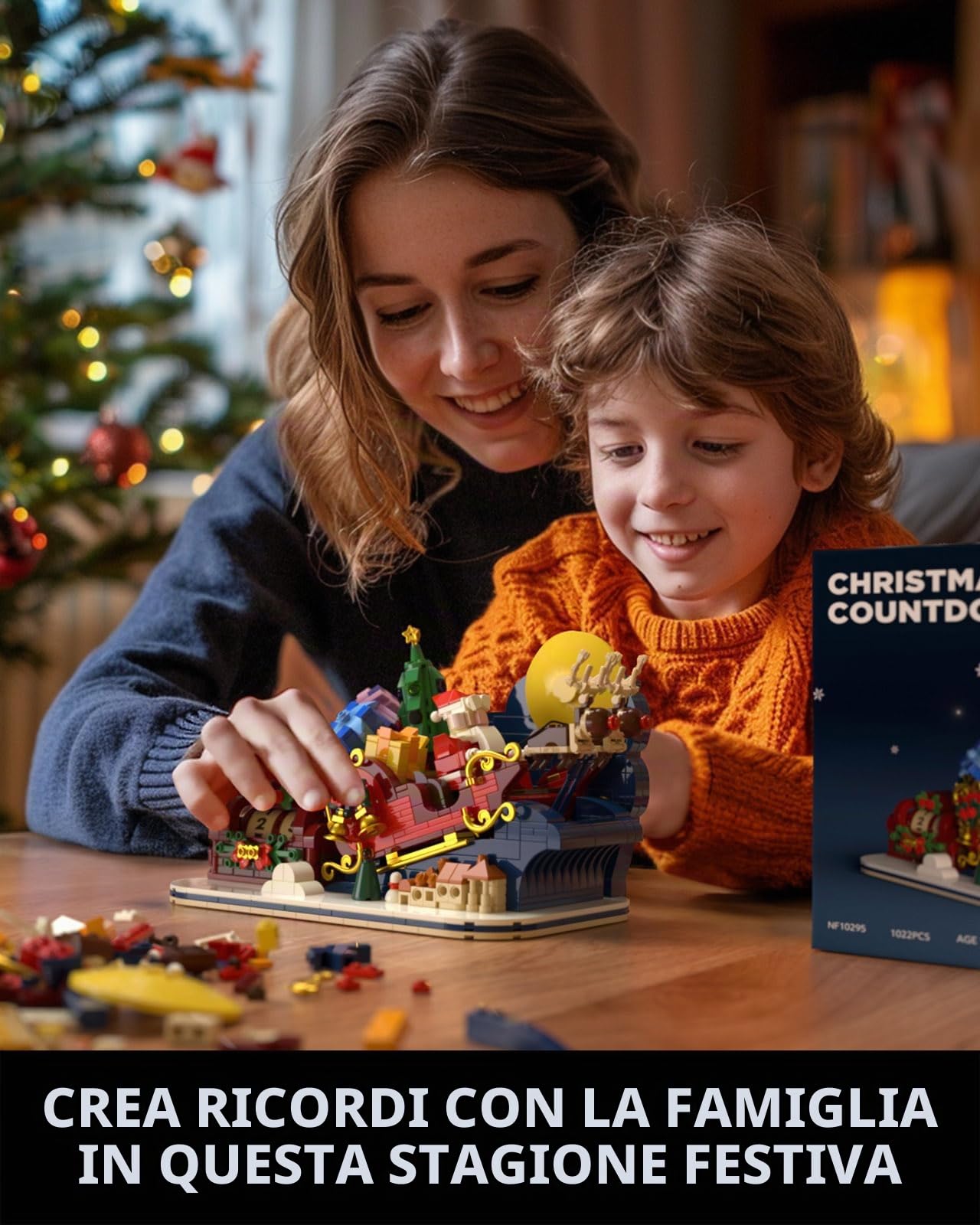 Nifeliz Set di giocattoli per il Conto alla Rovescia del Natale, Modello di decorazione natalizia per la casa e l'ufficio, regali per adulti e famiglie, uomini e donne (1022 pezzi, NF10295)