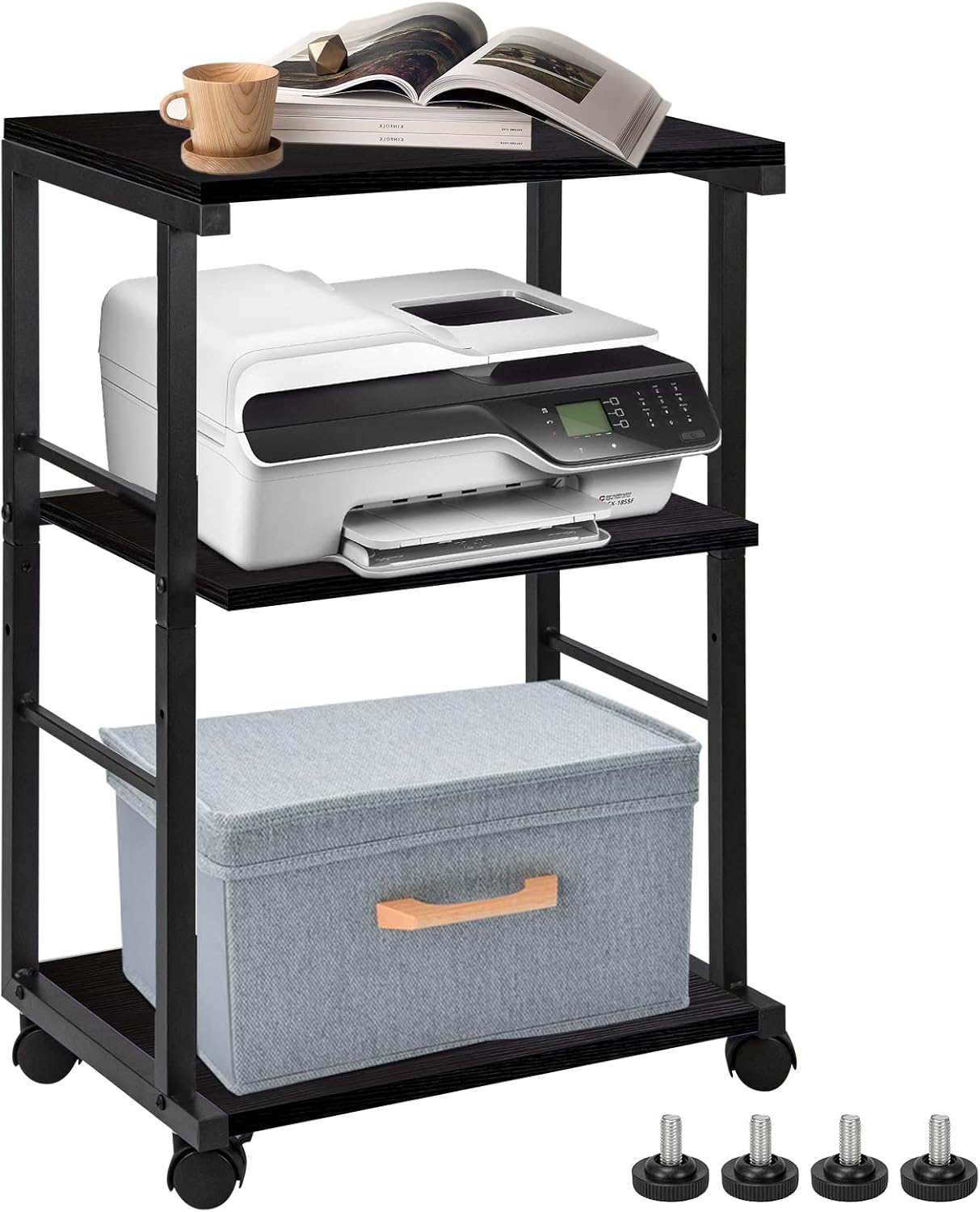 Amazon.com: YIERYA Upgrade Printer Stand, Computer Tower Stand, 3-Tier ...