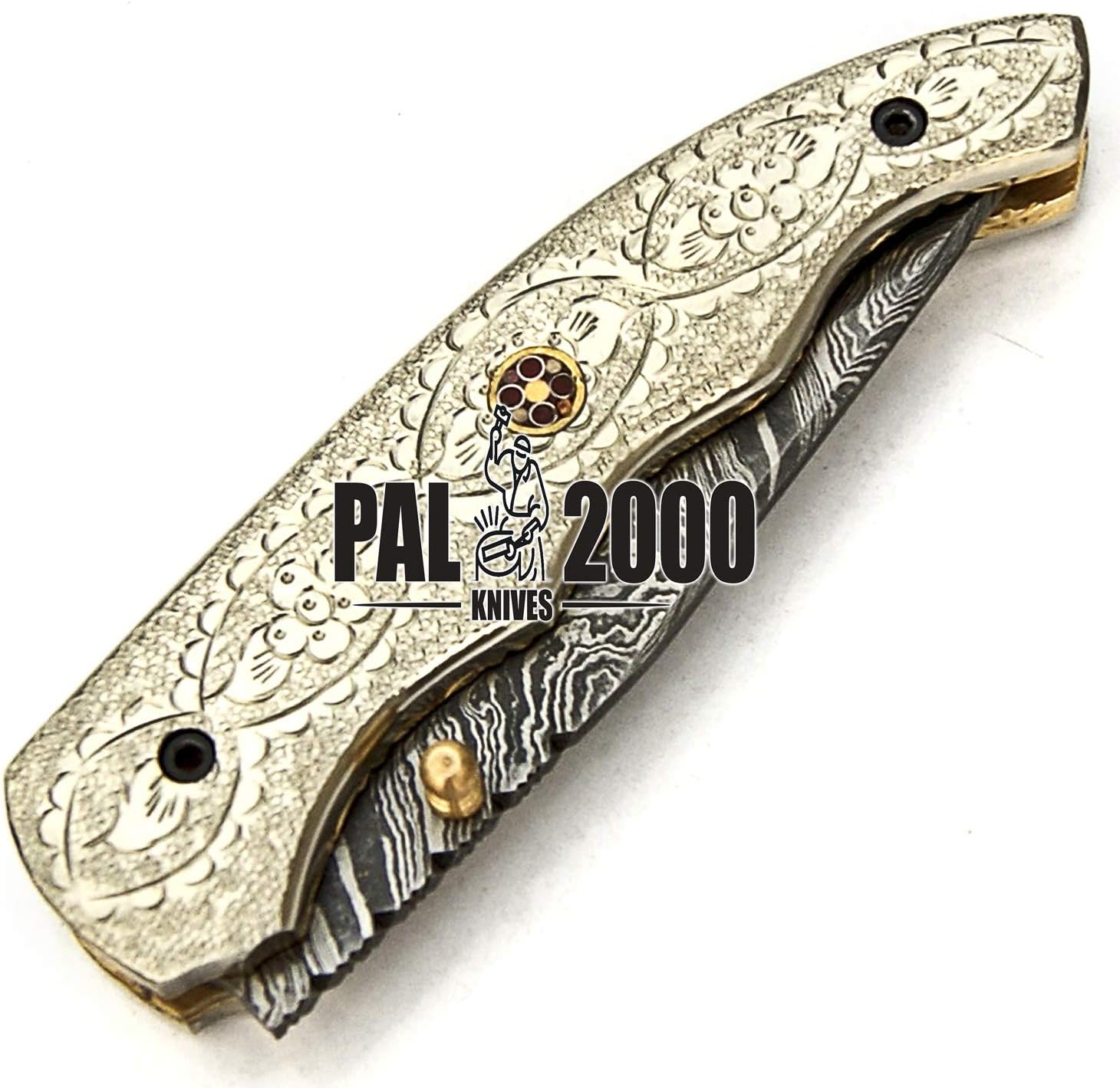 PAL 2000 KNIVES Custom Handmade Damascus Steel 7.6 Inches Folding Pocket Knife 9576