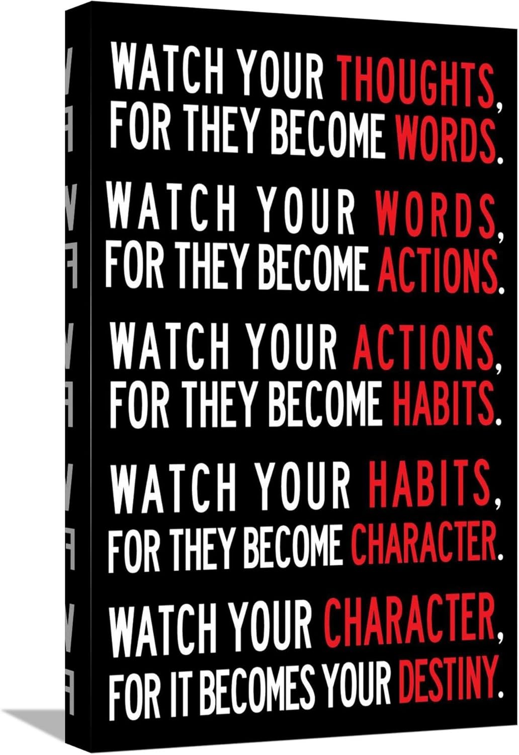 AllPosters Stretched Canvas Print Watch Your Thoughts Motivational Poster, 12x18