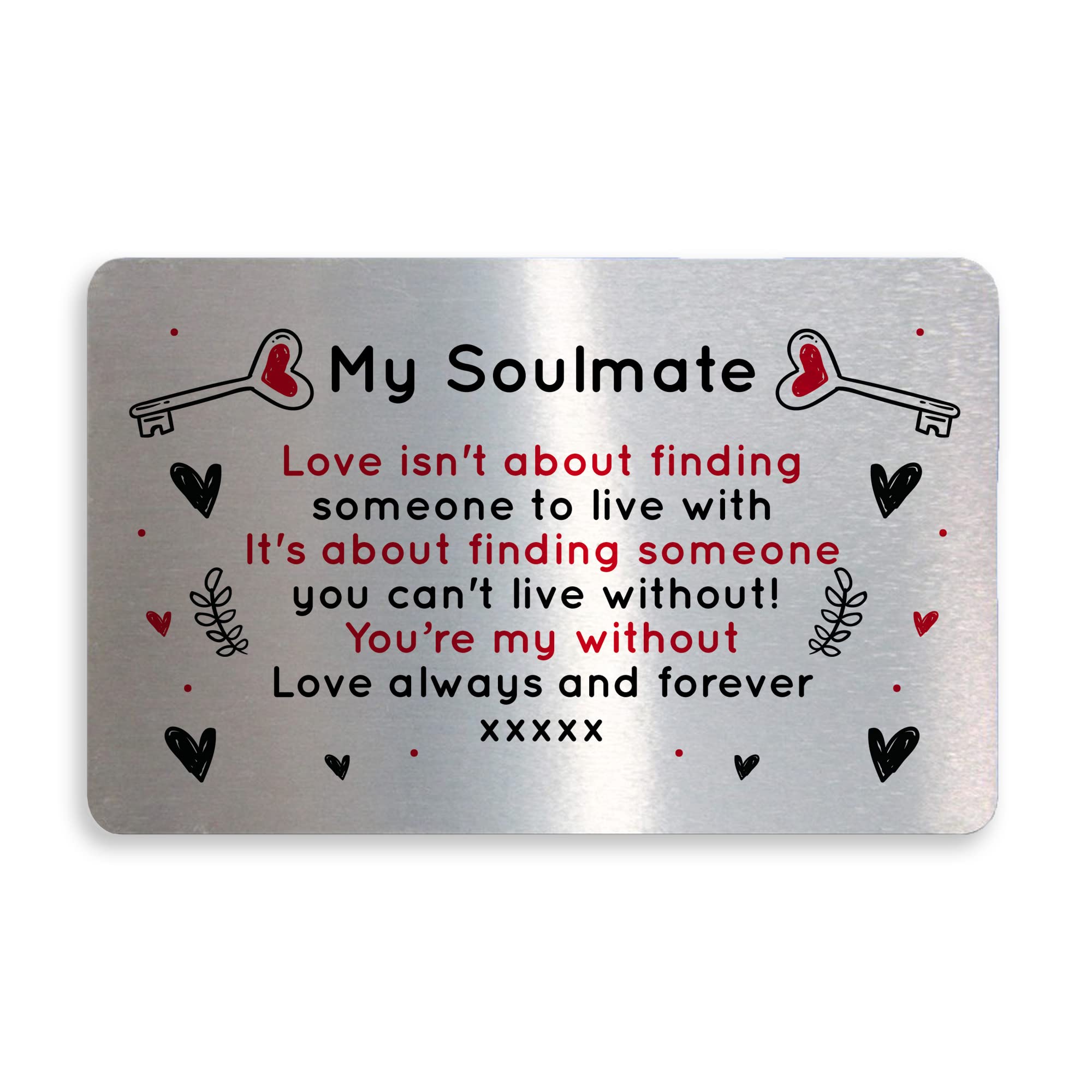 My Soulmate Gift Anniversary For Him Her Husband Wife Birthday Xmas Gift Metal Wallet Insert Card