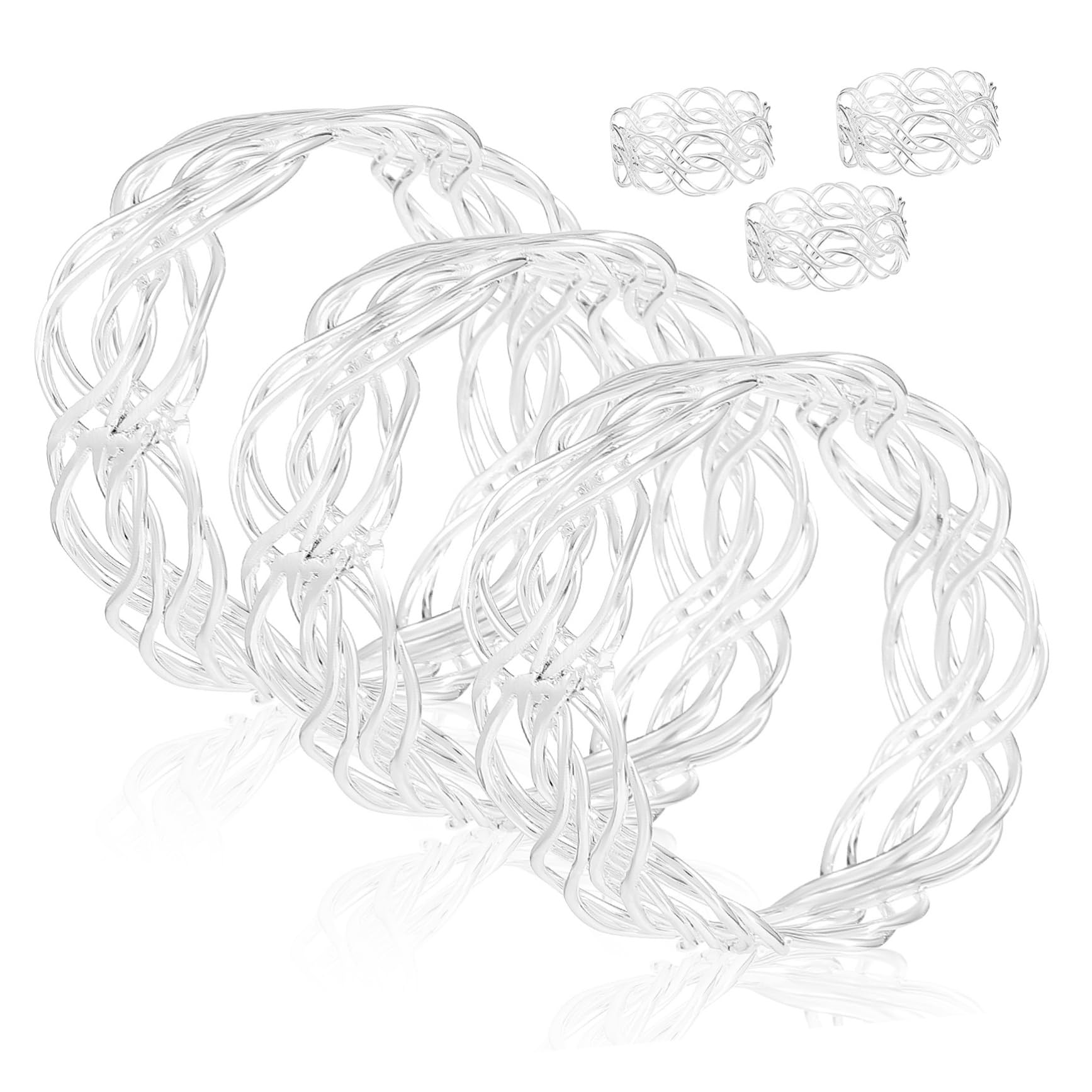 Anneaux de Serviette en Métal Tressé 6 Pièces Argenté