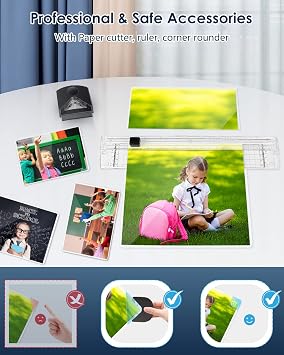 Laminator Machine, A3 Laminating Machine with 15 Laminating Sheets, 13 inch Cold and Thermal Laminator with Paper Cutter and Corner Rounder, 5-in-1 Lamination Machine for Home Office School