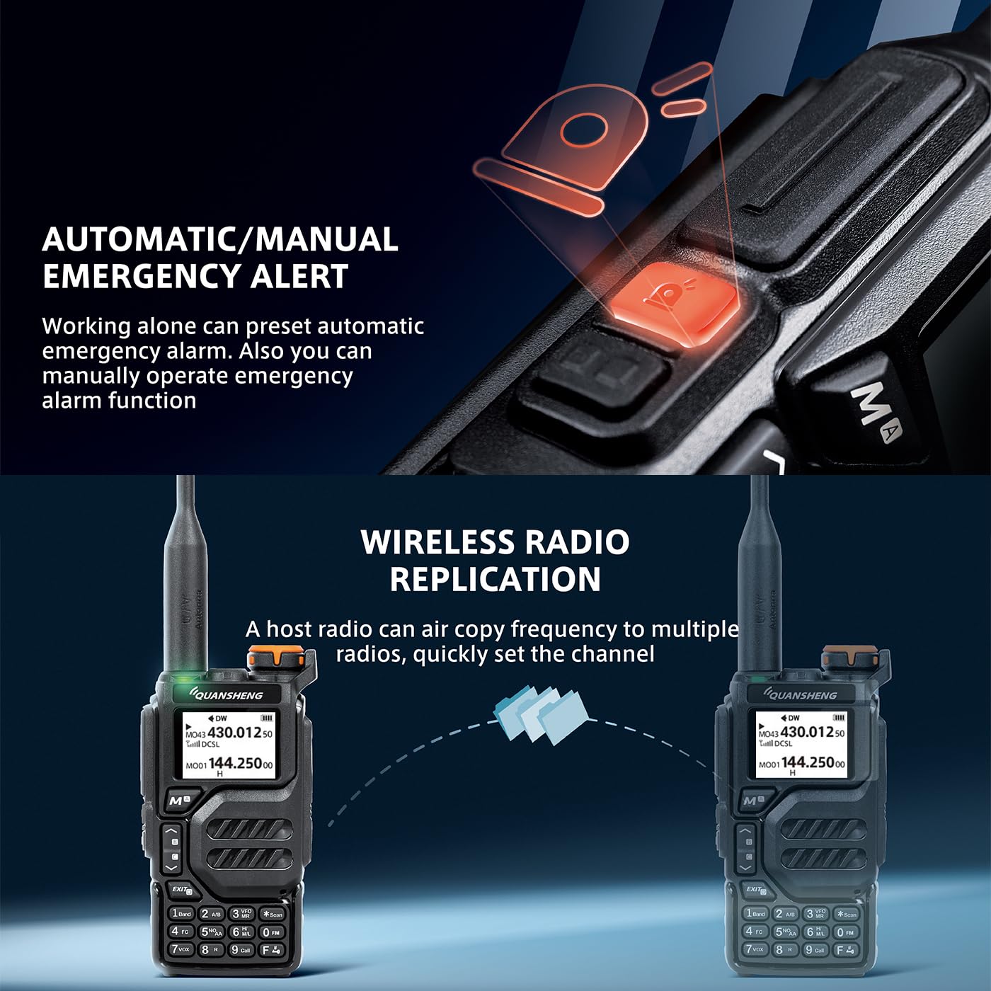 HYS Quansheng UV-K5(8) VHF UHF 5W Walkie Talkie | Long Range Wiederaufladbares Zwei-Wege-Funkgerät (mit Schraubhalterung), 200 Kanal VOX-Funktion, LED-Licht eingebaut