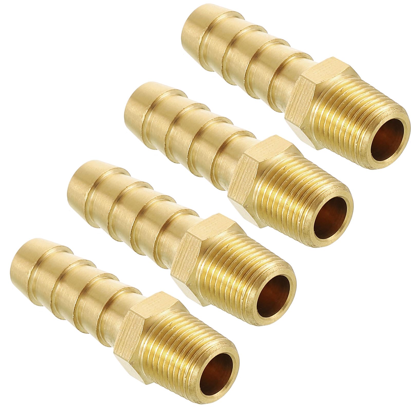 Kozelo Pack of 4 Brass Hose Barb Fittings Adapter Connector 3/8"(10mm) Hose Barb to 1/8"(3.2mm) NPT Male Fittings for Home Machines, Massage Bathtubs, and Irrigation Systems