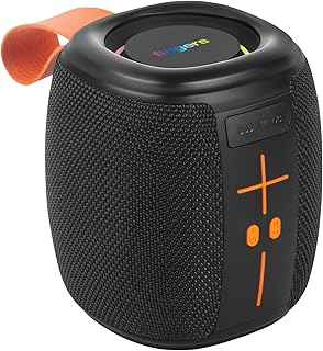 FINGERS SoundNugget-BT6 Bluetooth Portable Speaker (Compact, RGB Lights, 12-hour Playtime, Bluetooth® | FM Radio | MicroSD | USB, Multi-Point Connectivity, Splash Resistant - IPX4 Rating) – Rich Black