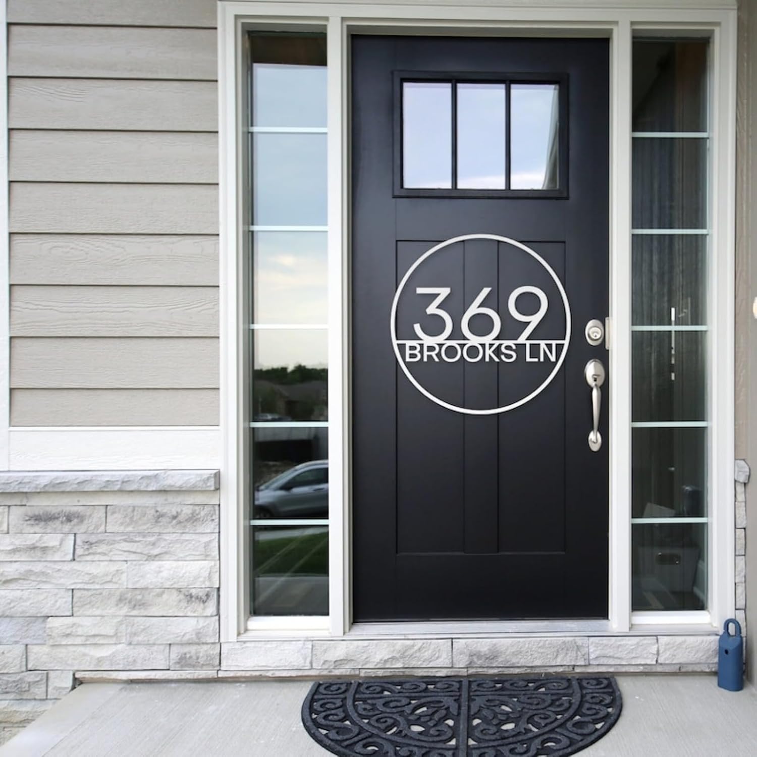 Personalized Circle Address Sign,Modern House Numbers for Outside,Custom Address Plaques with Street Name,Door Number Sign,Circle House Numbers for Yard,Decorative Signs & Plaques (30cm,White)