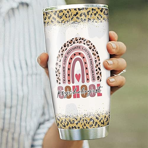 Miniatura 3 de CGMIBAS Vaso de café para psicólogos escolares, regalos de psicólogos escolares, divertido vaso de viaje de acero inoxidable con aislamiento al