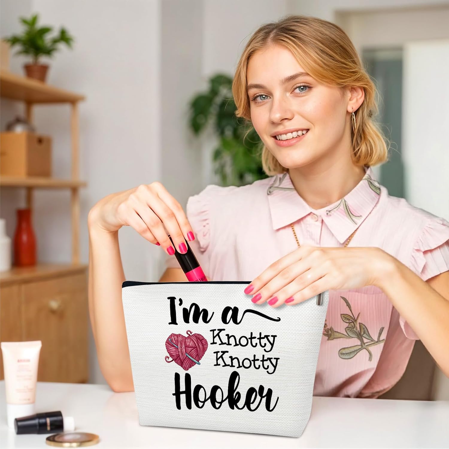 Gifts for Crochet lovers, Knitting Bags for Crocheting, I'm A Knotty Knotty Hooker, Gifts for Knitting Accessories Yarn Bag - Image 4