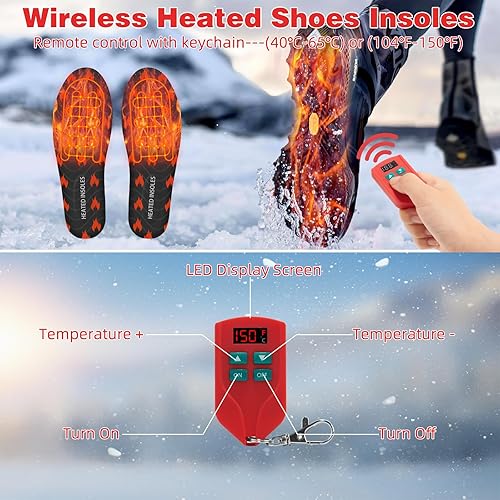 Miniatura 3 de Riomza Plantillas calefactables recargables, plantillas eléctricas suaves para calentar pies con temperatura precisa, control remoto, térmicas, USB,