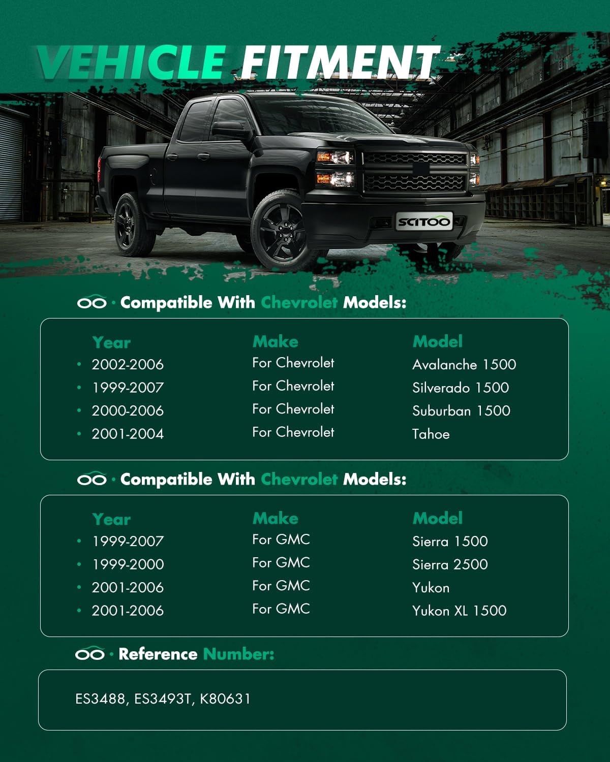 SCITOO 6pcs Suspension Kit 2 Outer 2 Inner Tie Rod Ends 2 Stabilizer Sway Bar Links for Chevrolet Avalanche 1500 Silverado Suburban Tahoe 2002-2006 for GMC Sierra Yukon XL ES3493T ES3488 K6428/K80631