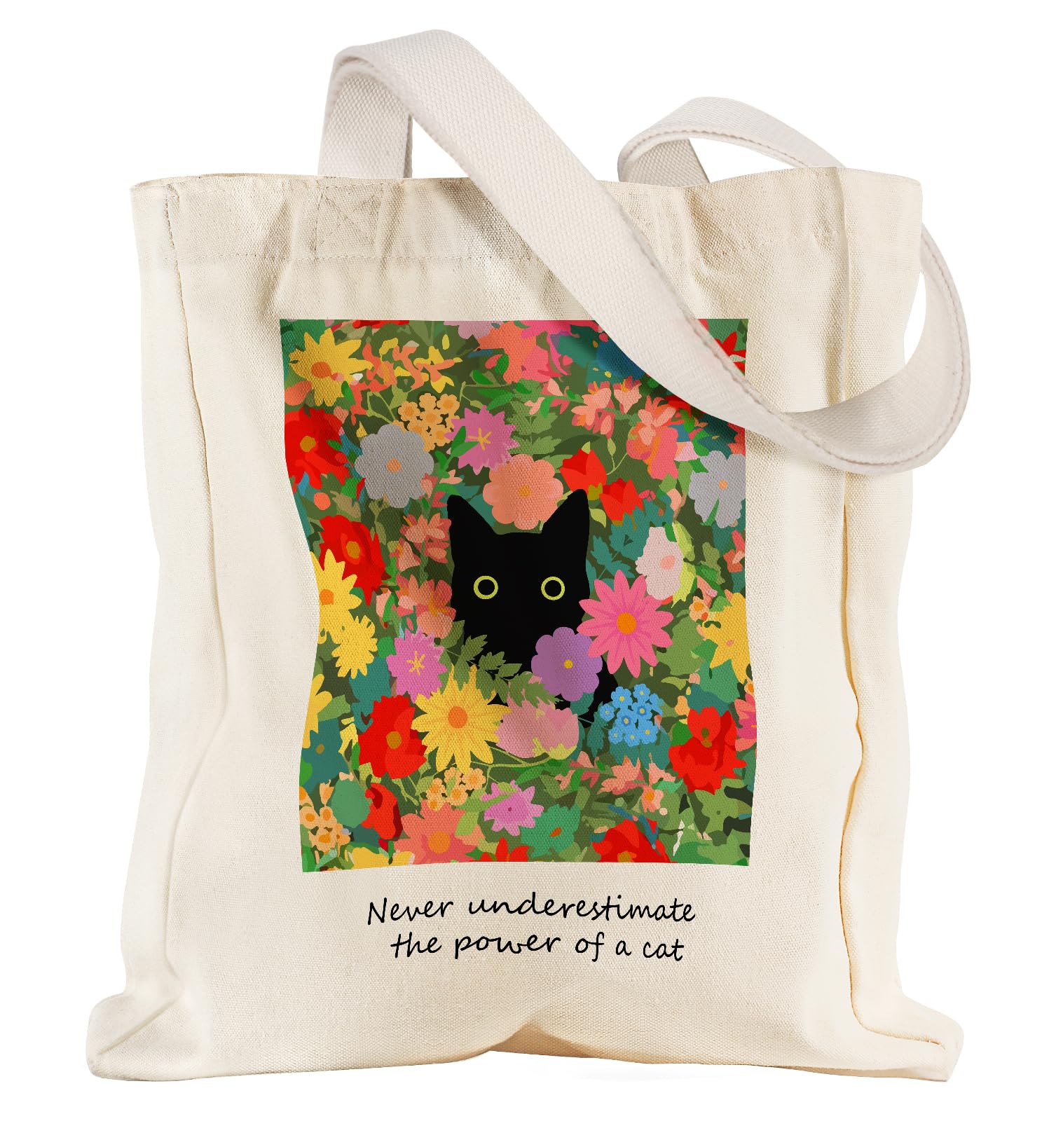 Miss Adola Aesthetic Heavy Canvas Tote Bag with Pocket for Women, Cloth Gusseted Totes Bag with Pattern for Shopping