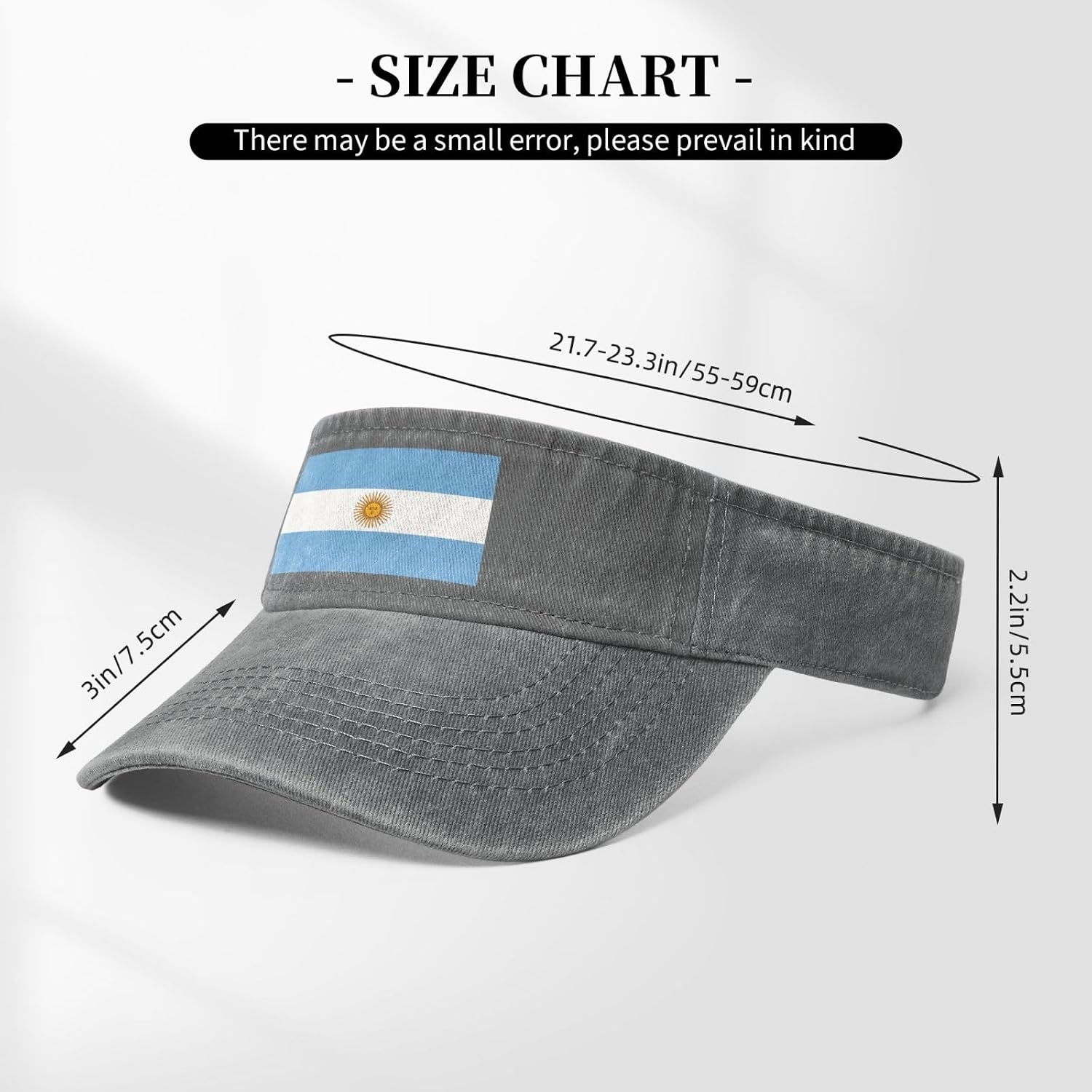 Sun Hats for Men Women Summer Sport Empty top Baseball Cotton with for Beach, Summer, Argentine Flag Black