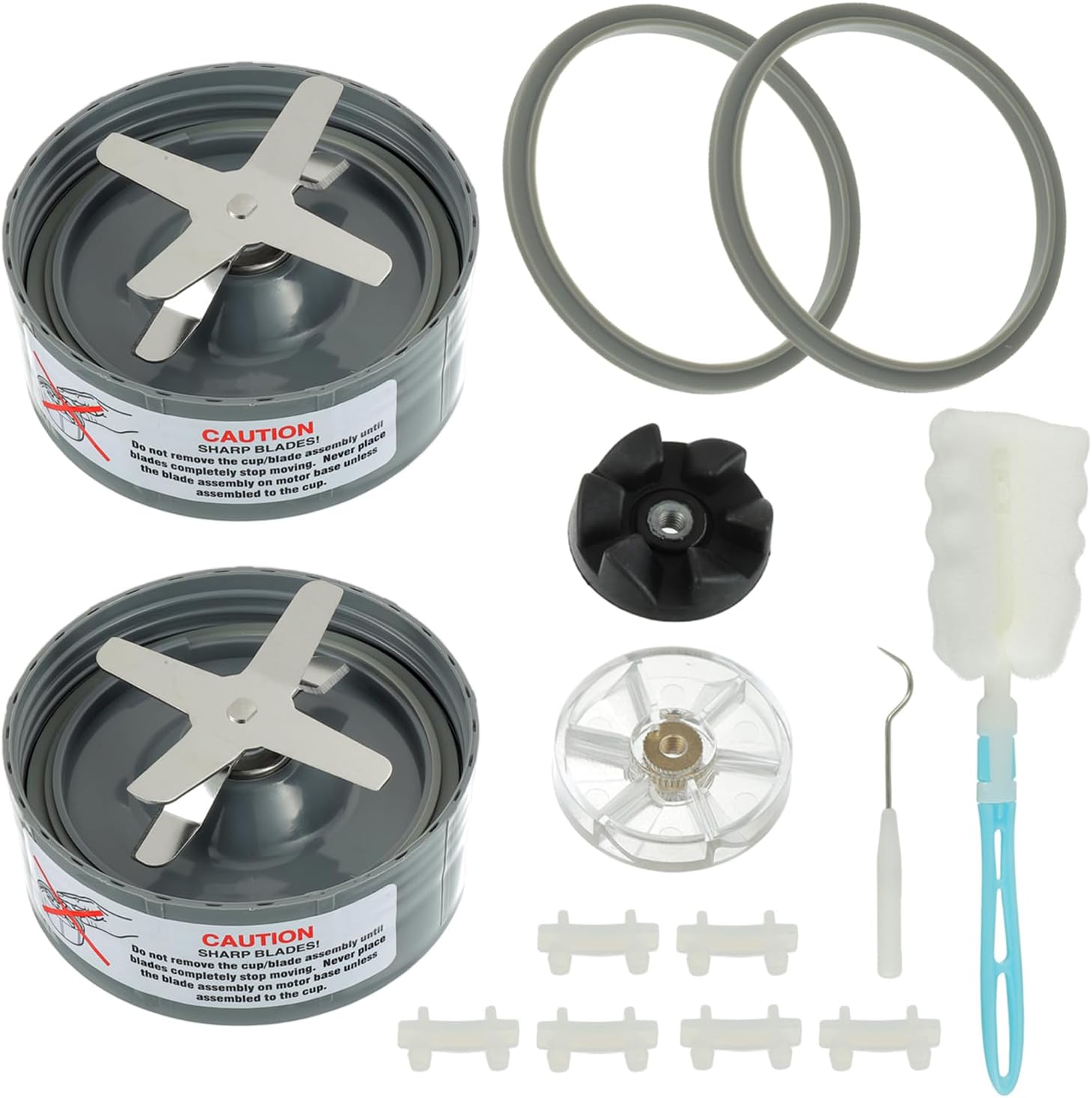 Replacement Extractor Blade, Fit for NutriBullet 600w/ 900w Pro Series Blender, 2-pack NutriBullet Blender Blade Replacement Parts with Silicone Rubber Gaskets Seal Ring