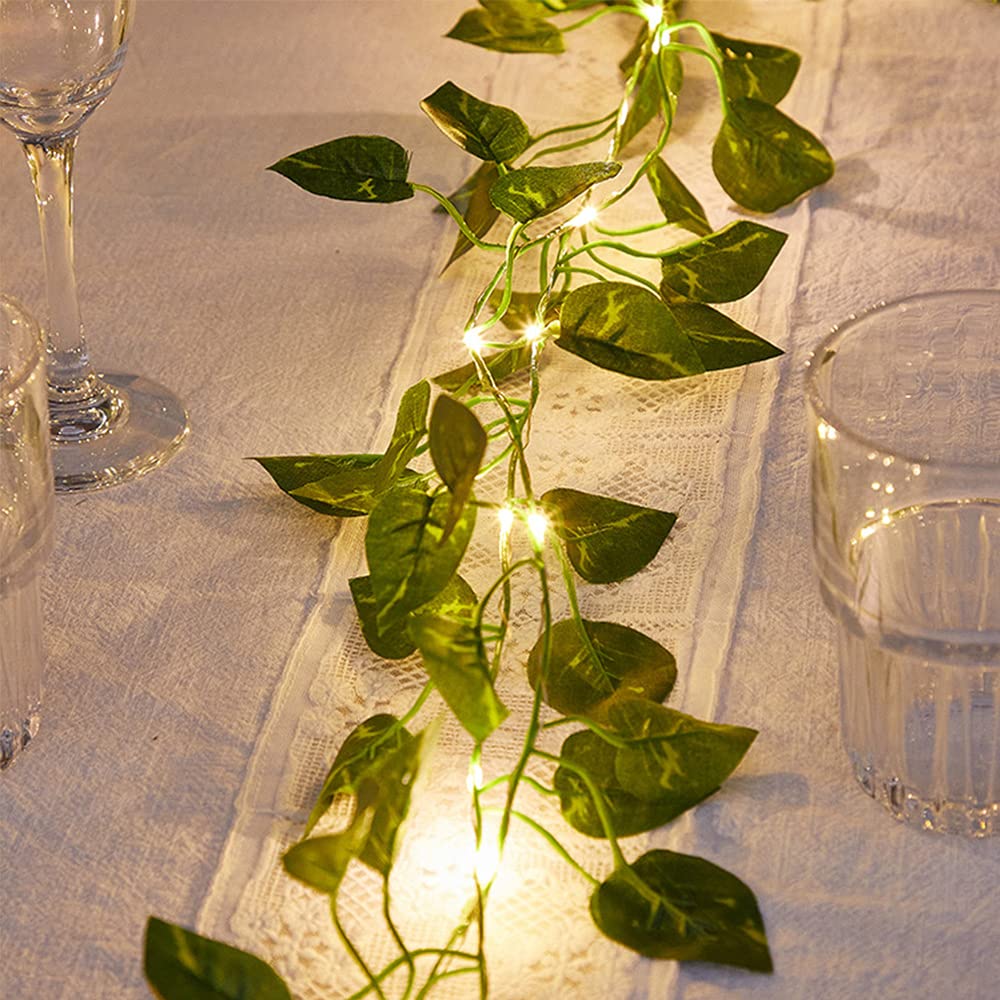 Treer-Shop Green Leaf Light Solar Power Outdoo String Lights, Treer Plant Style Garden Led Christmas Trees Decor Light Waterproof Solar Patio Lights For Decoration Strings Party (,2M/20Led)