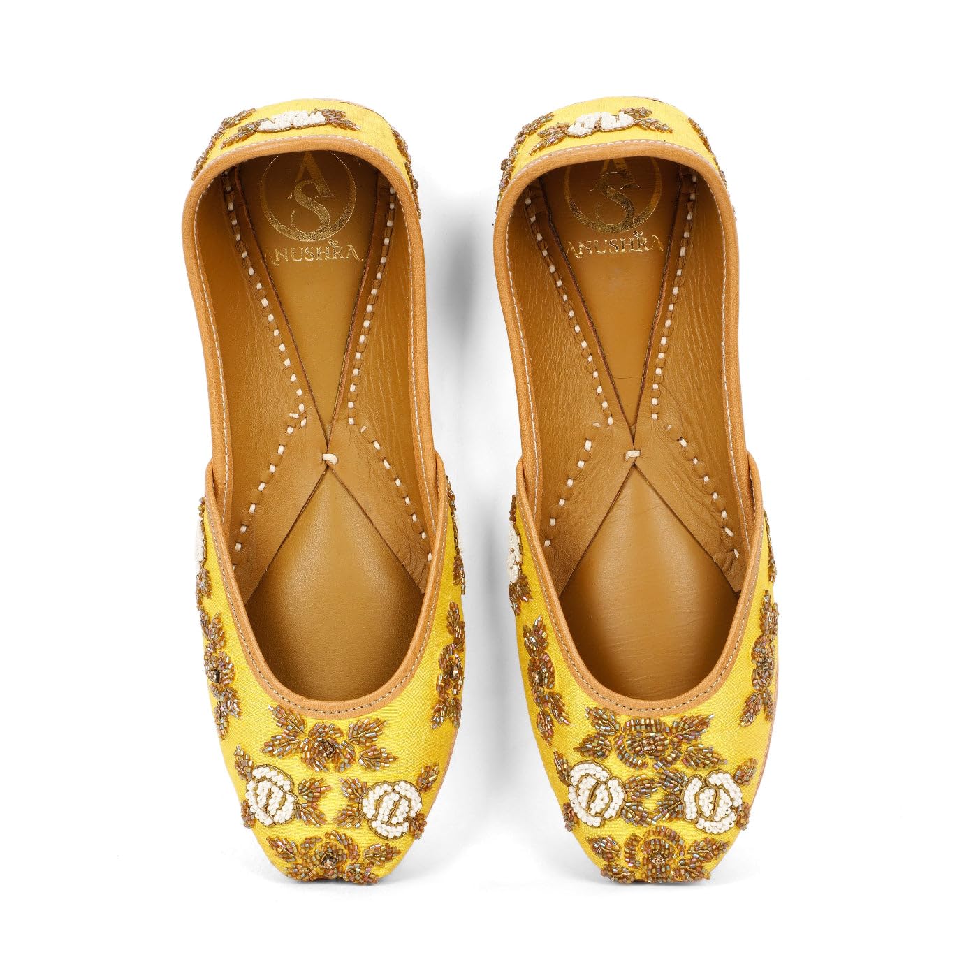 Sunshine Jutti for Women, Handcrafted Mustard Yellow Embroidered Ethnic Footwear, Leather-image-49