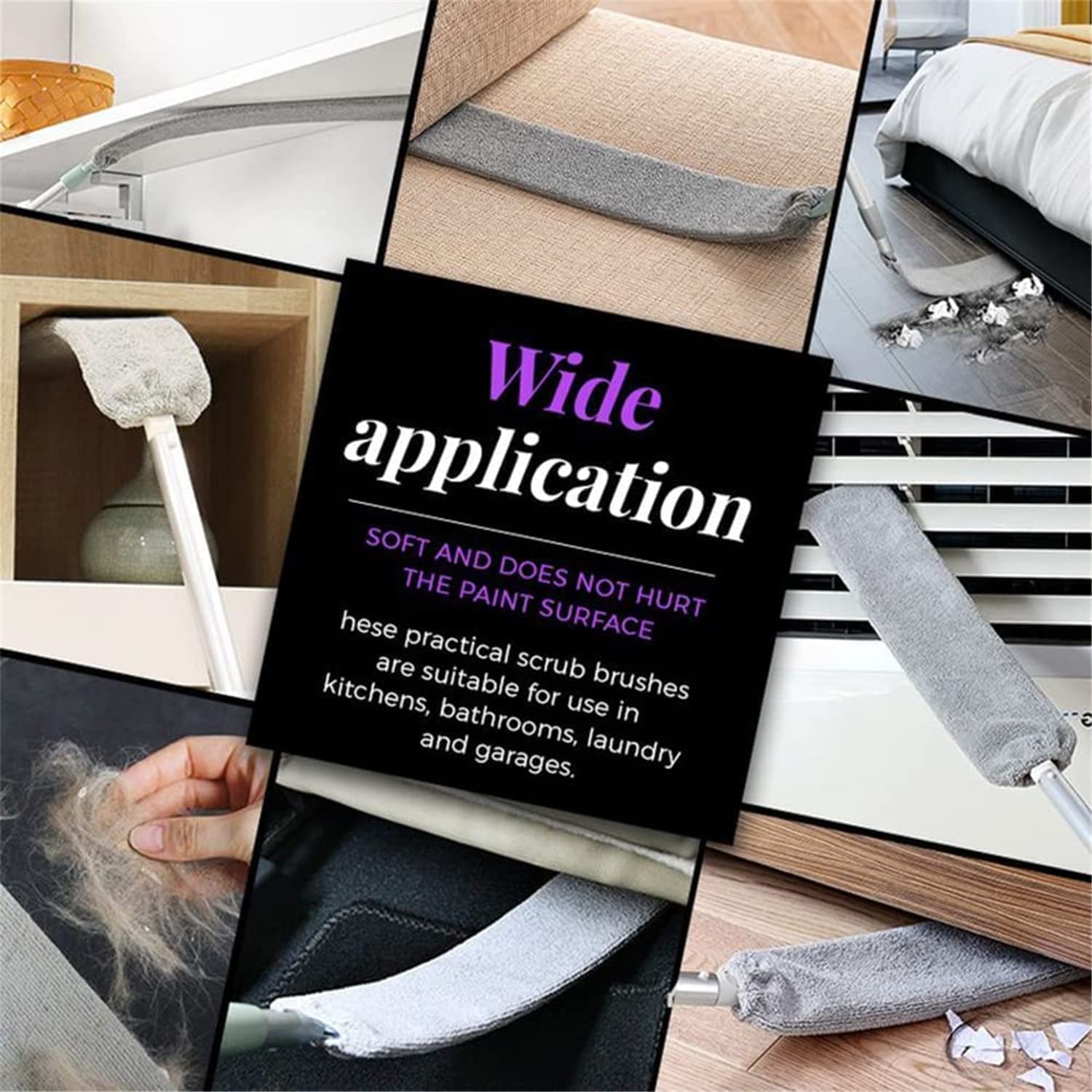 Piumino Per Polvere Retrattile - Asta Estendibile 91-125cm, Testa Microfibra, Per Pulire Sotto Elettrodomestici E Letti - Foto 12