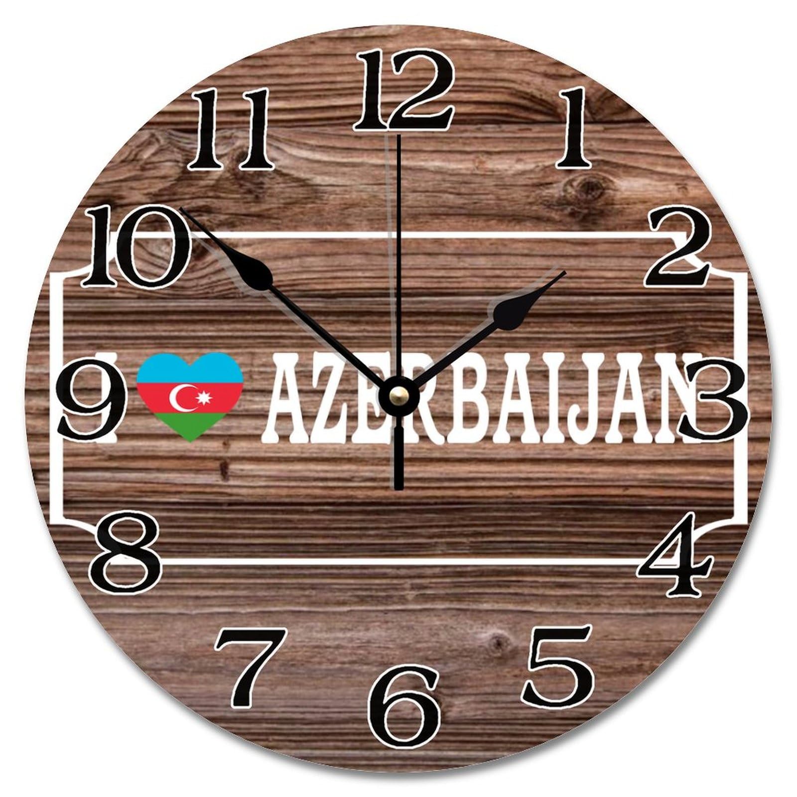 Horloge murale Azerbaïdjan bois 25 cm silencieuse et design pour le salon